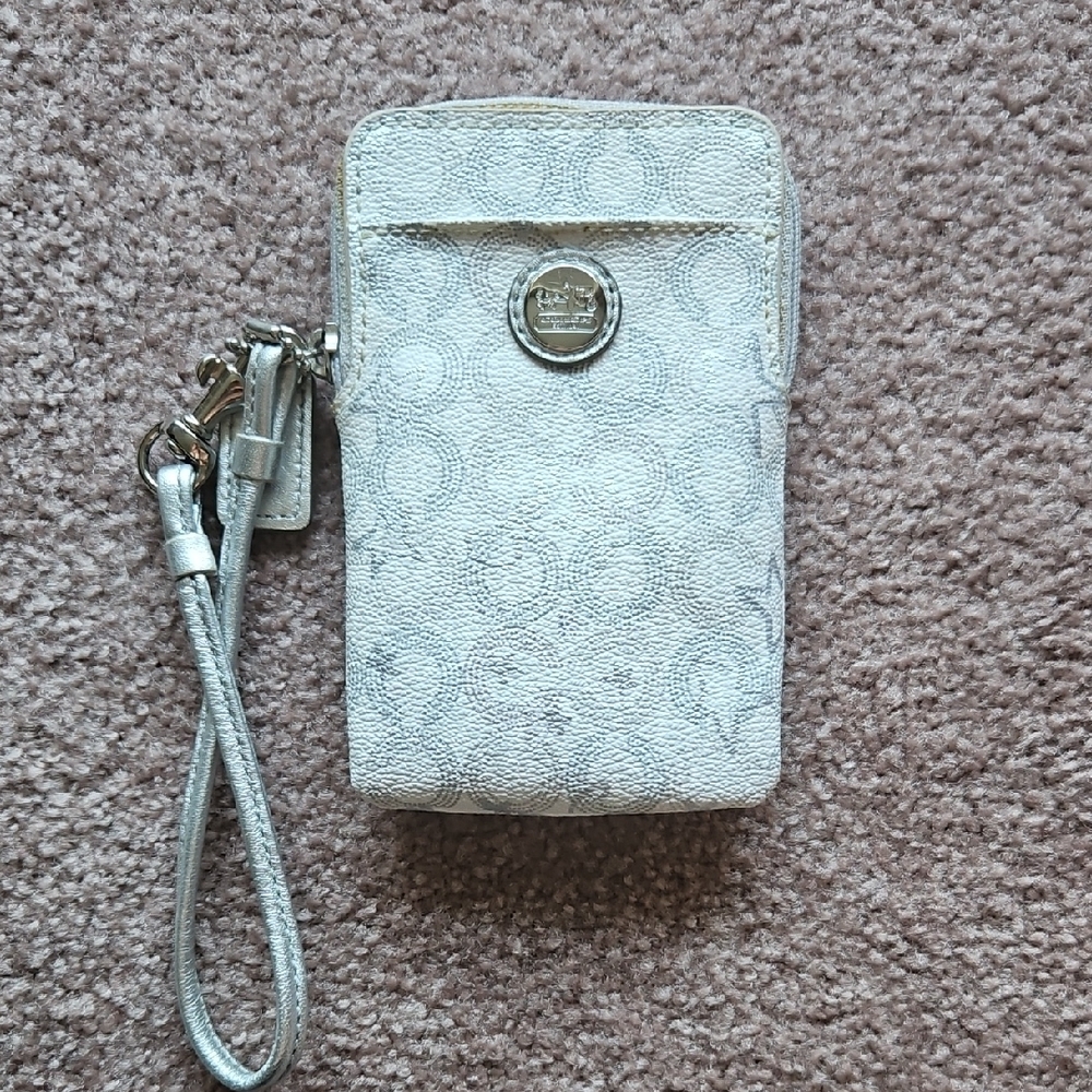 Coach White Phone Case with Wrist Strap